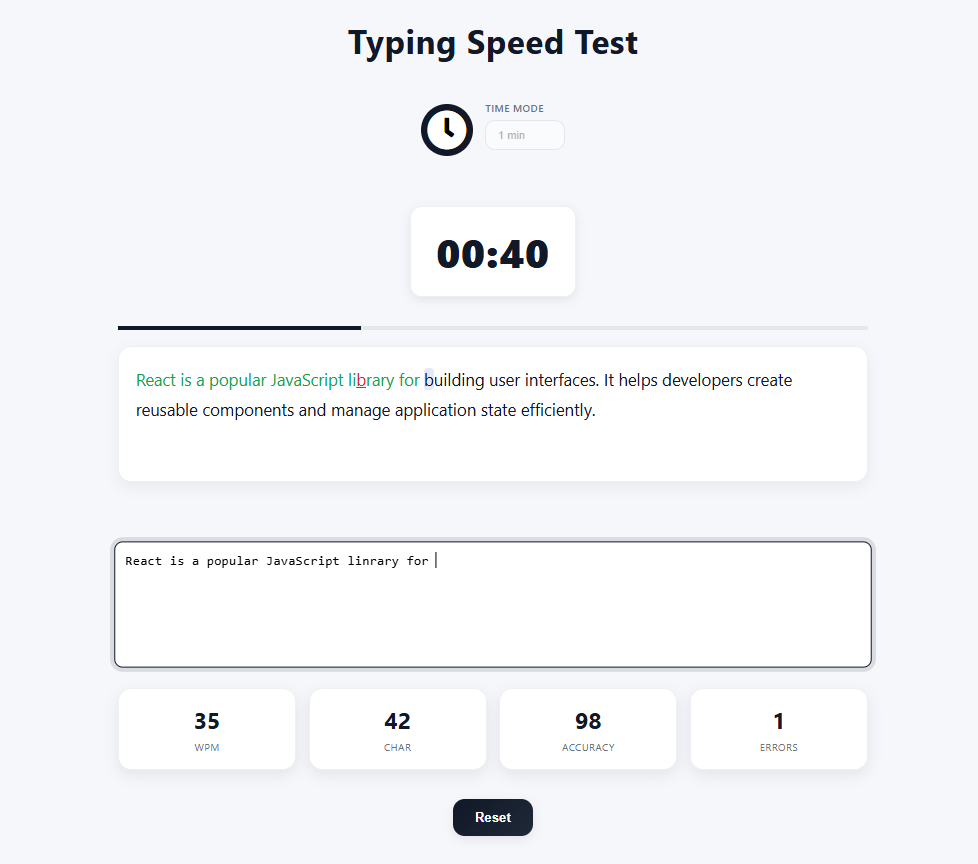 Typing Speed Test Screenshot